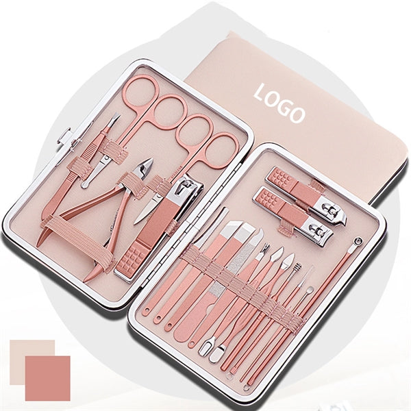 Professional Manicure Cute Pink Nail Clippers Set of 18 Pcs