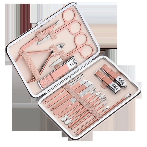 Professional Manicure Cute Pink Nail Clippers Set of 18 Pcs