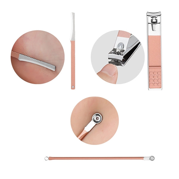 Professional Manicure Cute Pink Nail Clippers Set of 18 Pcs