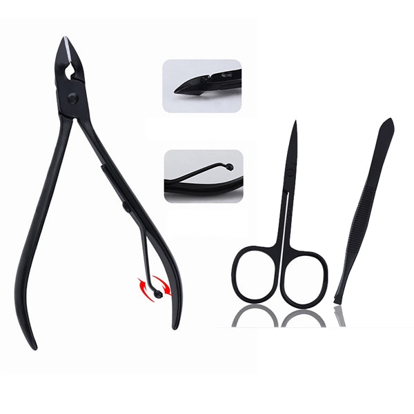 7 in 1 Classic Black PU Leather Manicure Nail Clippers Set P