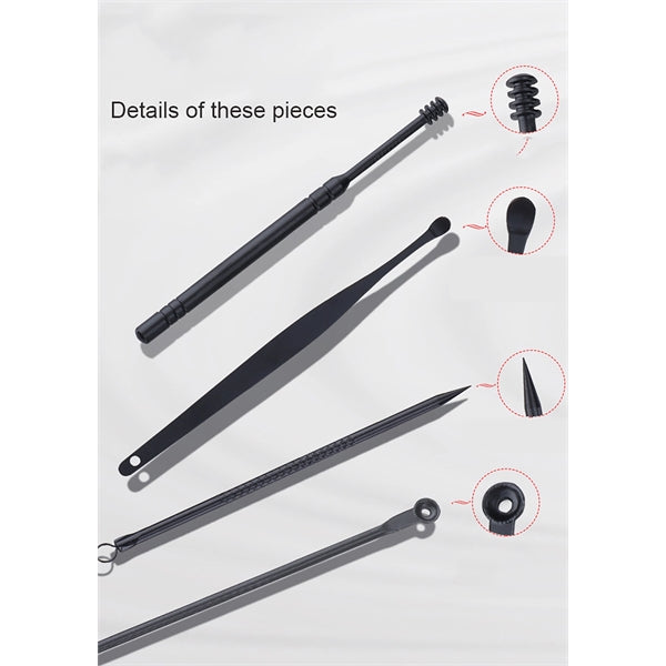 7 in 1 Classic Black PU Leather Manicure Nail Clippers Set P