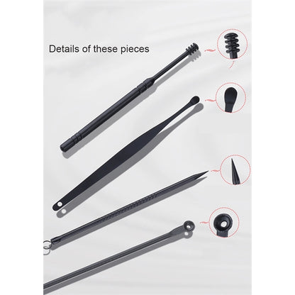 7 in 1 Classic Black PU Leather Manicure Nail Clippers Set P