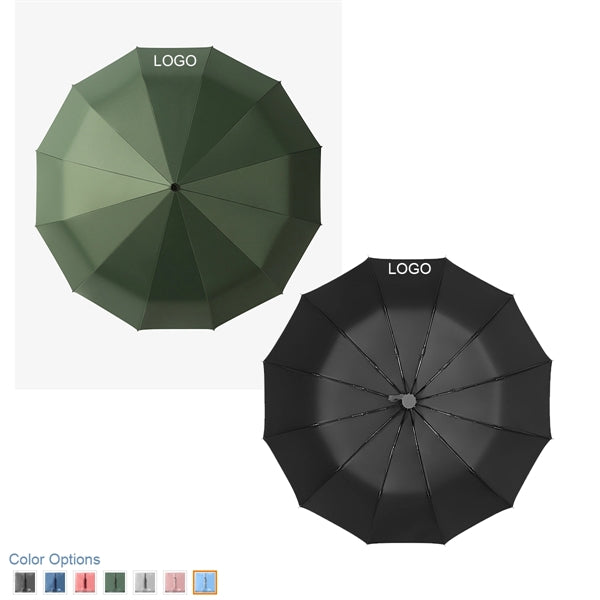 Three-Fold Rain Black Gum Auto Open UV 10 Ribs Umbrella