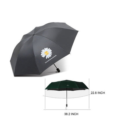 Three-Fold Rain Black Gum Auto Open UV 8 Ribs Umbrella