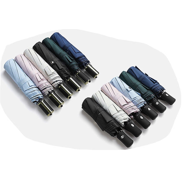 Three-Fold Rain Black Gum Auto Open UV 8 Ribs Umbrella