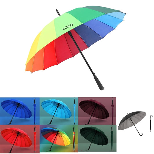 Advertising Rainbow Color Raining 16 Ribs Golf Umbrella