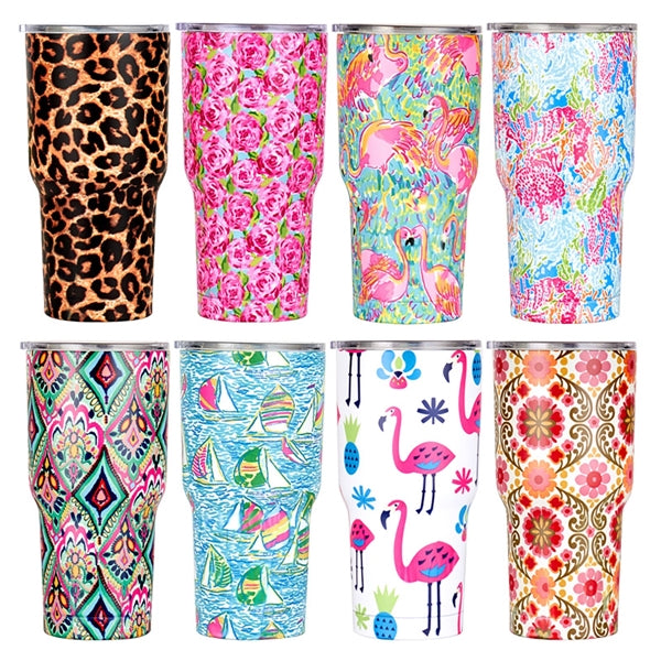 30oz Leopard Pattern Double-Layer Stainless Steel Vacuum Fla