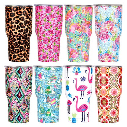 30oz Leopard Pattern Double-Layer Stainless Steel Vacuum Fla