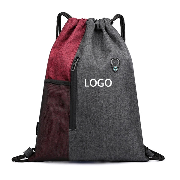 Drawstrings Backpacks Bags USB Port Headphone Hole Design