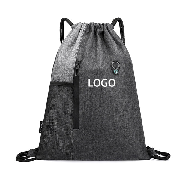Drawstrings Backpacks Bags USB Port Headphone Hole Design