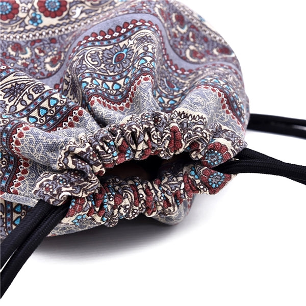 Bohemian Drawstring Backpack Light Cinch Bag Gym Sack String