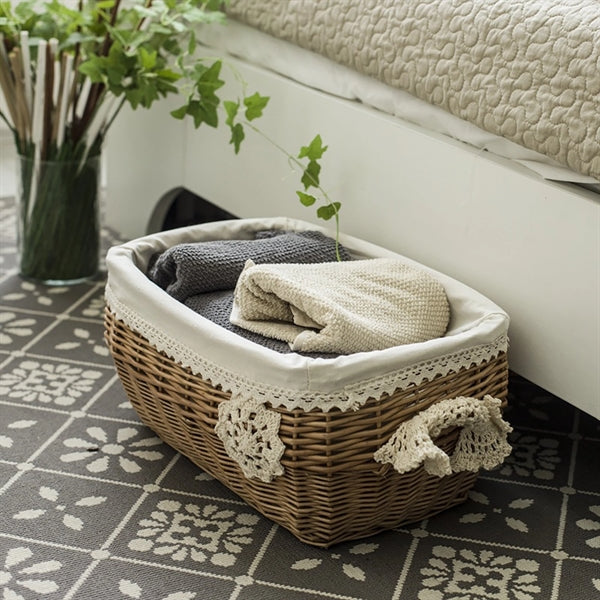 Three-Piece Wicker Furniture Storage Basket