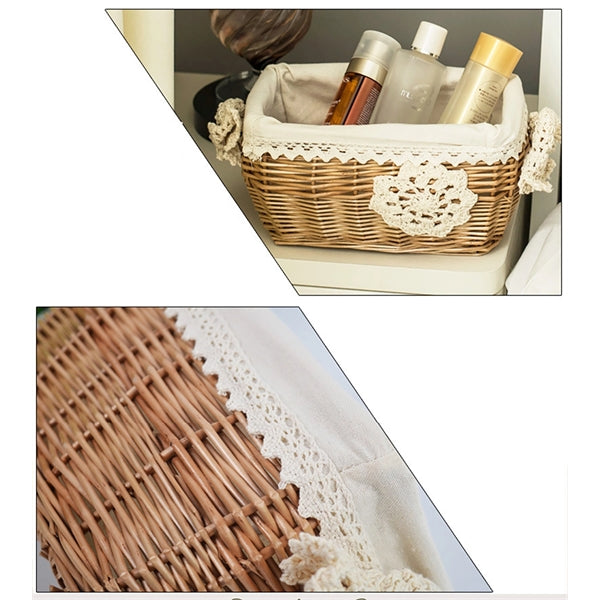 Three-Piece Wicker Furniture Storage Basket