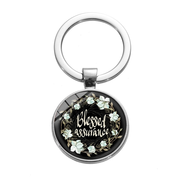 Pattern Jewelry Time Gem Glass Keychain Ring Lovers Gift