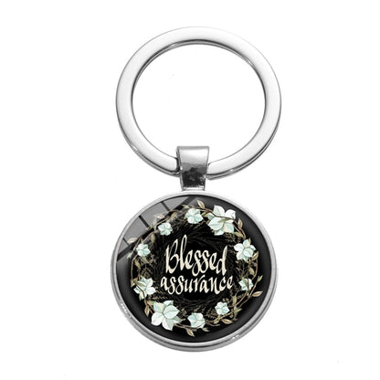 Pattern Jewelry Time Gem Glass Keychain Ring Lovers Gift