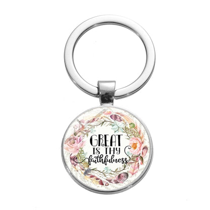 Pattern Jewelry Time Gem Glass Keychain Ring Lovers Gift