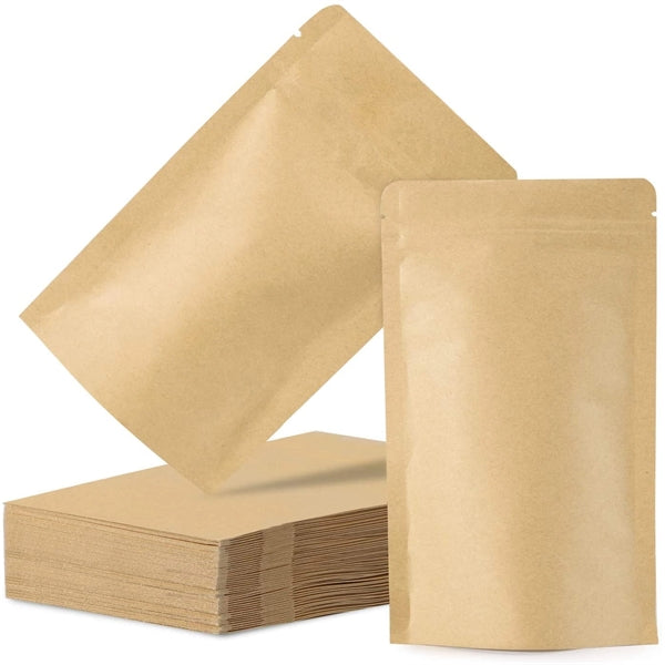 Kraft Stand Up Pouch 7.9 ''x 11.8 ''+ 2'' inches Zip Lock