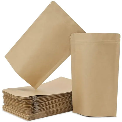 Kraft Stand Up Pouch 5.9 ''x 9.1''+ 1.6'' inches Zip Lock