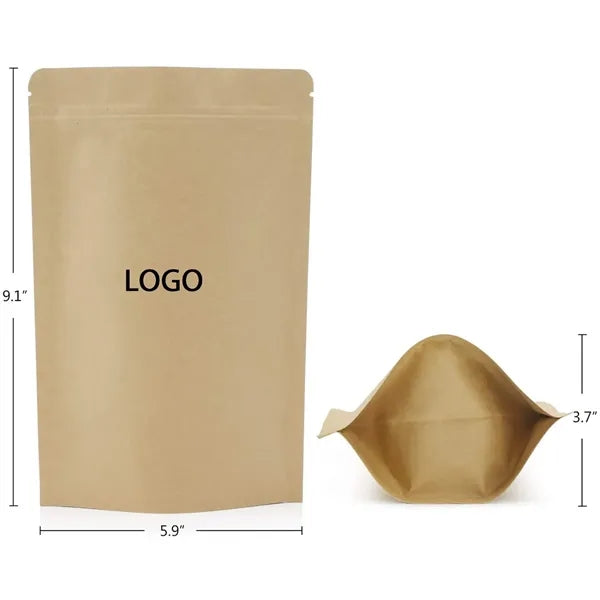 Kraft Stand Up Pouch 5.9 ''x 9.1''+ 1.6'' inches Zip Lock