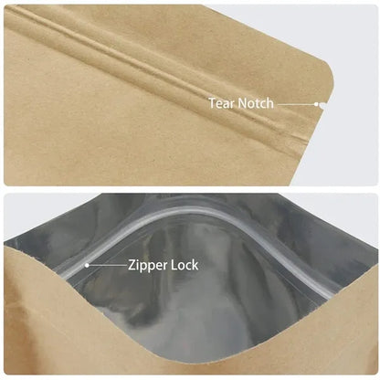 Kraft Stand Up Pouch 5.9 ''x 9.1''+ 1.6'' inches Zip Lock