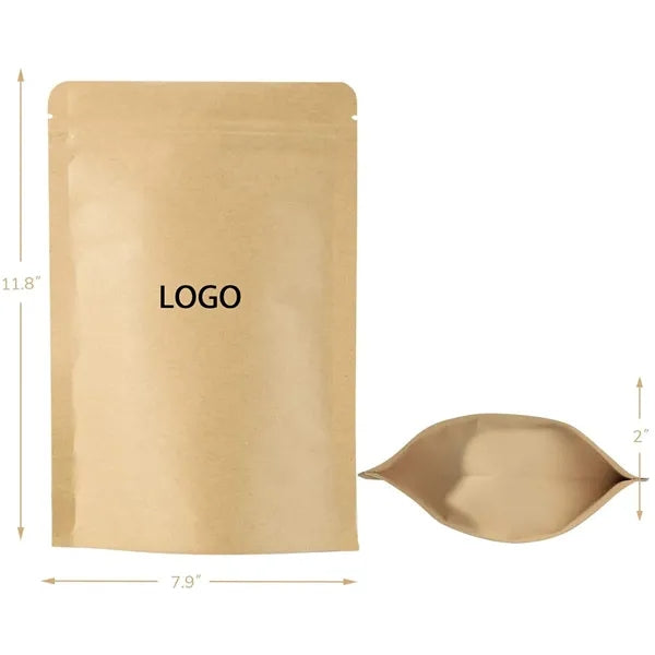 Kraft Stand Up Pouch 7.9 ''x 11.8 ''+ 2'' inches Zip Lock