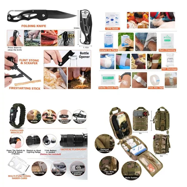 500pcs Survival Gear and First Aid kit