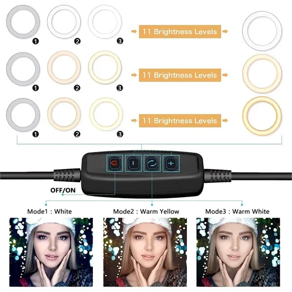 10" LED Ring Light with Tripod Stand & Phone Holder