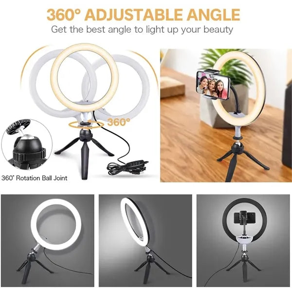 10" LED Ring Light with Tripod Stand & Phone Holder