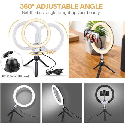 10" LED Ring Light with Tripod Stand & Phone Holder