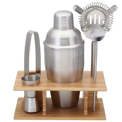 Stainless Steel Shaker Set in Bamboo Stand - NEW VERSION!