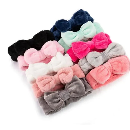 Bow headbands makeup soft coral velvet headwrap