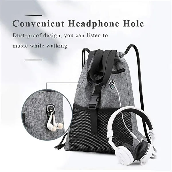 Drawstring Bag Gym with Pockets Sports Sack with Handle Bag
