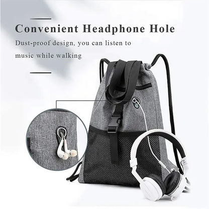 Drawstring Bag Gym with Pockets Sports Sack with Handle Bag