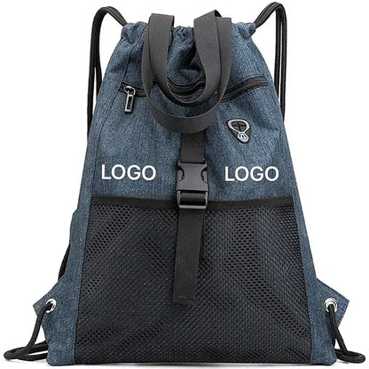 Drawstring Bag Gym with Pockets Sports Sack with Handle Bag