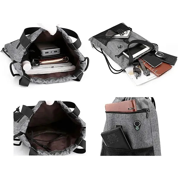 Drawstring Bag Gym with Pockets Sports Sack with Handle Bag