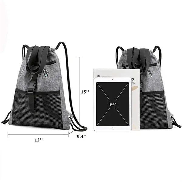 Drawstring Bag Gym with Pockets Sports Sack with Handle Bag