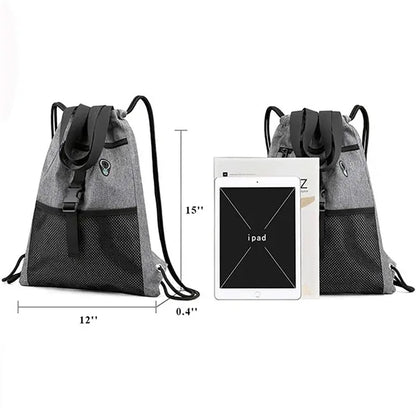 Drawstring Bag Gym with Pockets Sports Sack with Handle Bag