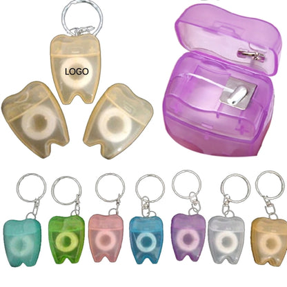 16 Yards Tooth Shaped Dental Floss Dispenser with Keyring