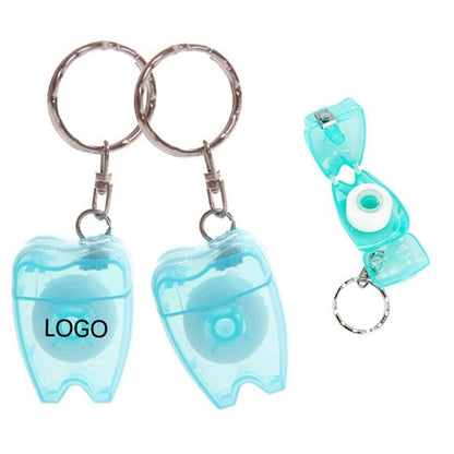 16 Yards Tooth Shaped Dental Floss Dispenser with Keyring