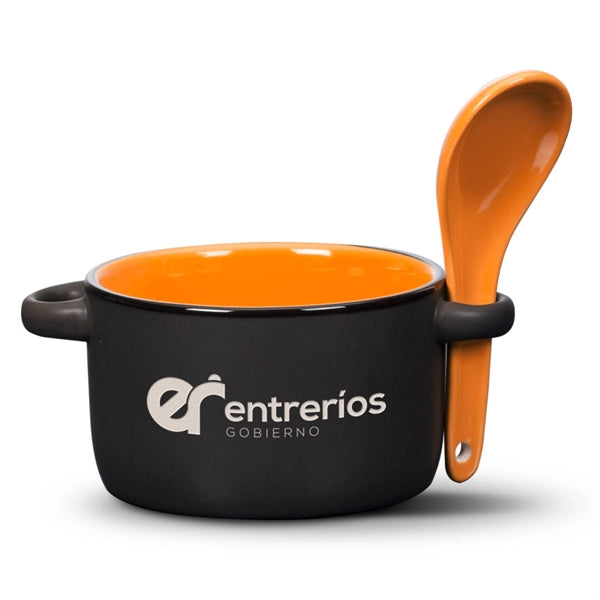 Merritt Soup Mug & Spoon - 12oz - Deep Etch