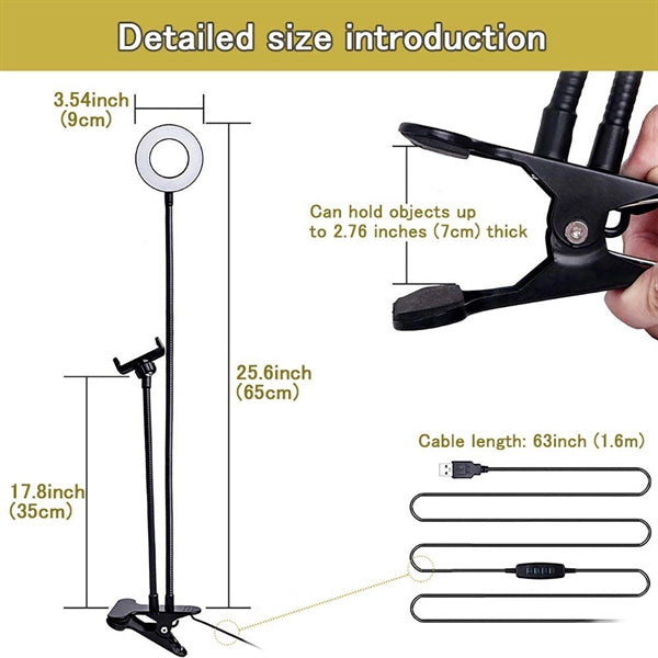 Mobile Phone Live Broadcast Bracket Selfie Ring Light 2 in 1