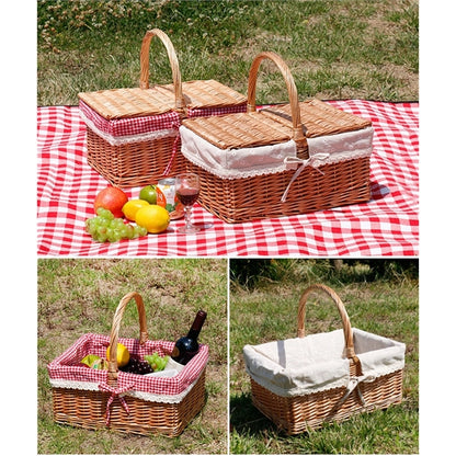 Rurality Wicker Picnic Basket with Lid and Handle