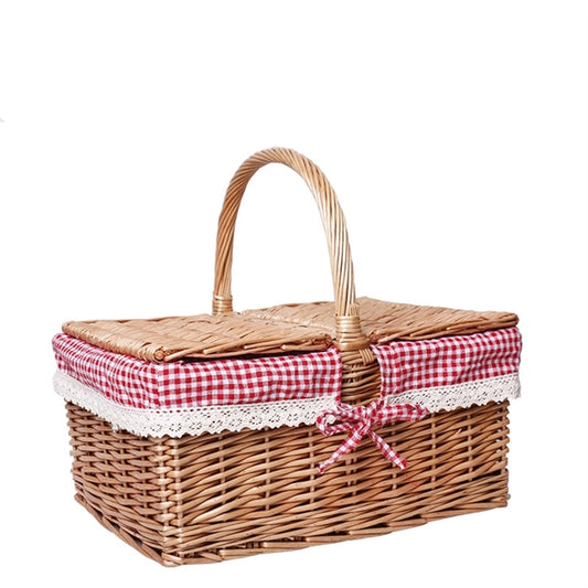 Rurality Wicker Picnic Basket with Lid and Handle