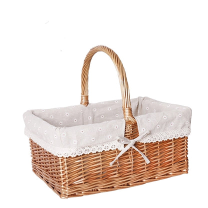 Rurality Wicker Picnic Basket with Lid and Handle