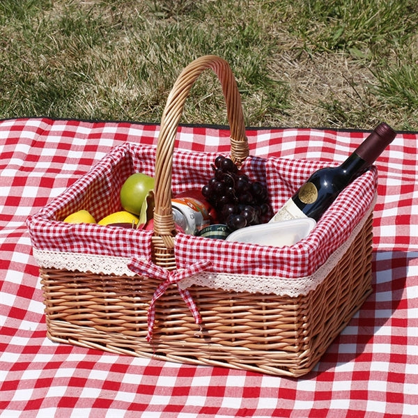 Rurality Wicker Picnic Basket with Lid and Handle