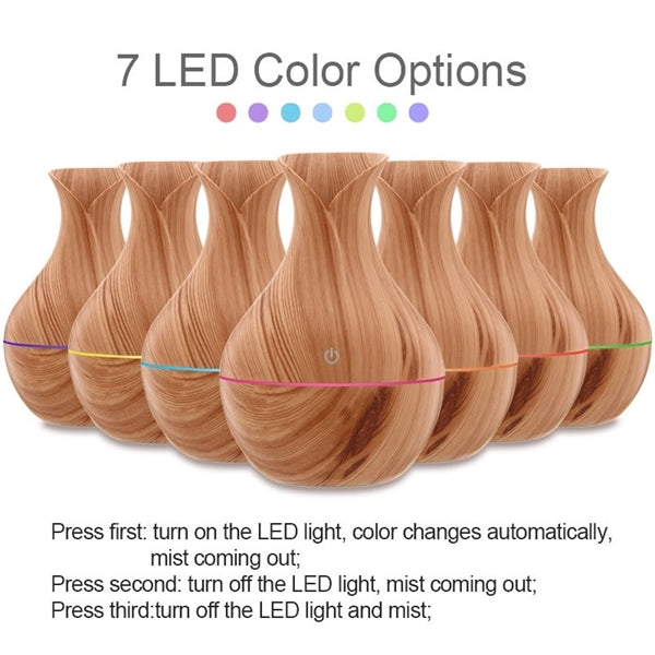 Humidifier Essential Oil Diffuser Wood Grain 7Color Changing