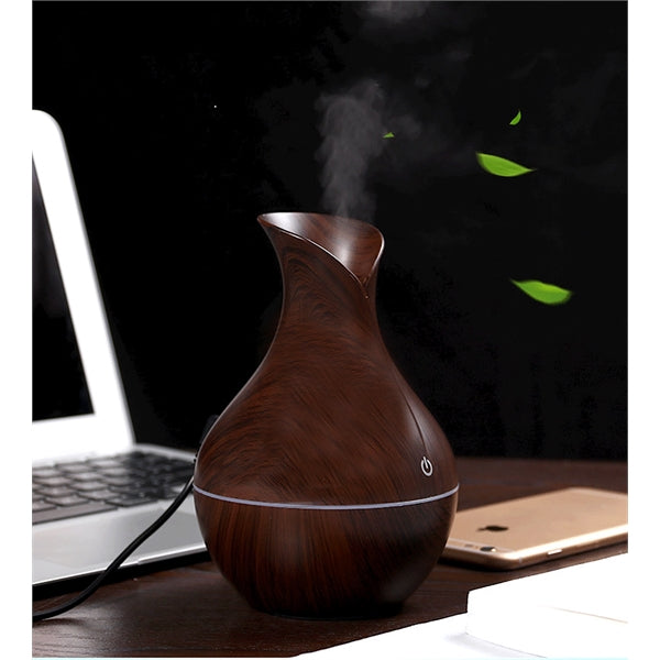 Humidifier Essential Oil Diffuser Wood Grain 7Color Changing