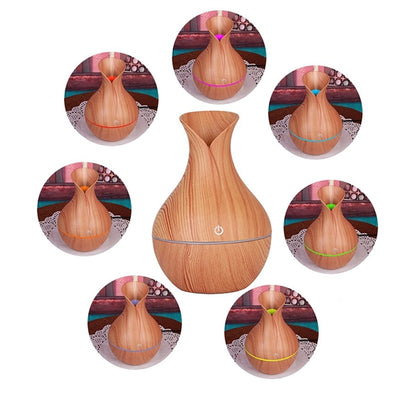 Humidifier Essential Oil Diffuser Wood Grain 7Color Changing