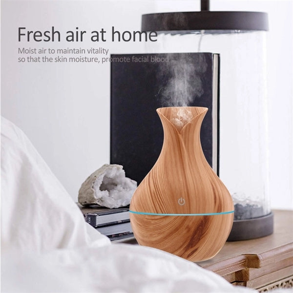 Humidifier Essential Oil Diffuser Wood Grain 7Color Changing