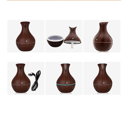 Humidifier Essential Oil Diffuser Wood Grain 7Color Changing